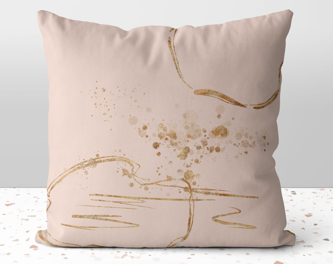 Chic Champagne with Gold Printed Accents Pillow Throw Cover with Insert - Cush Potato Pillows
