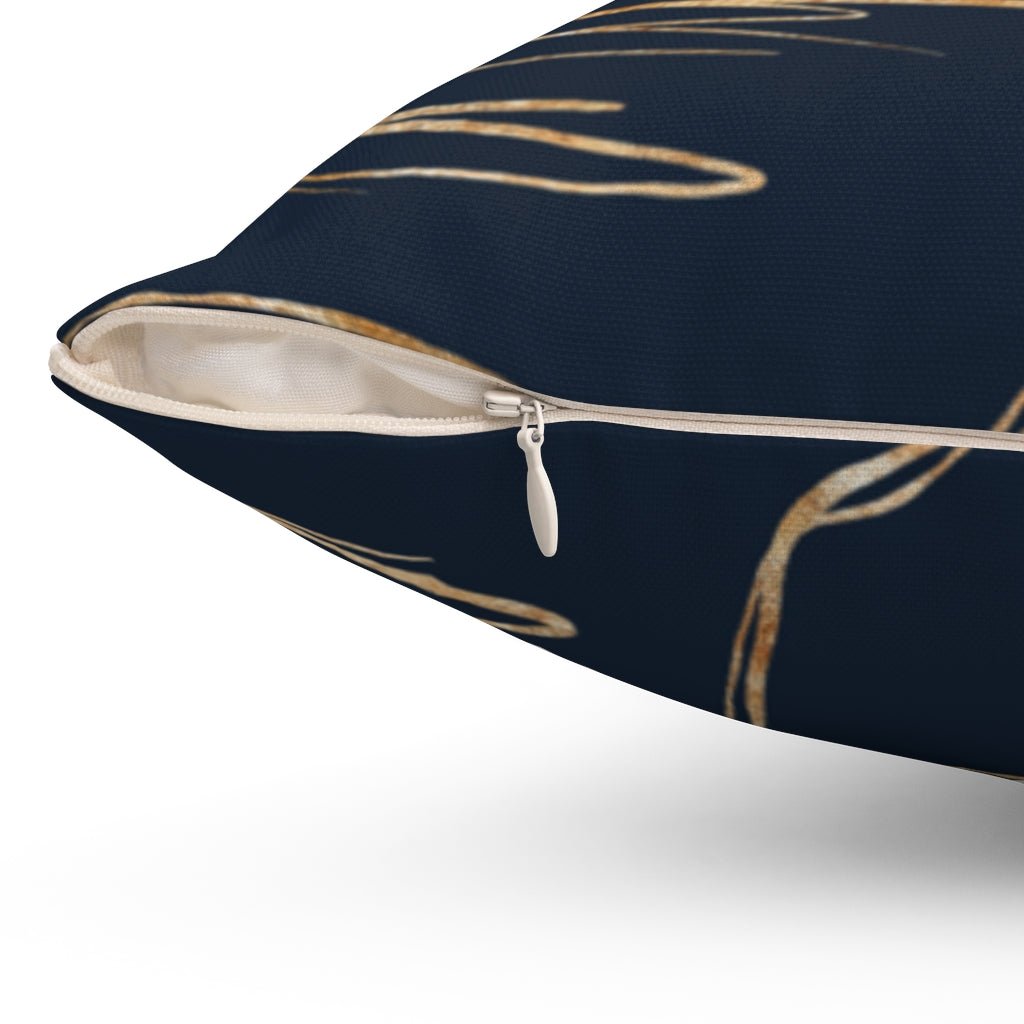 Chic Royal Blue with Gold Printed Accents Pillow Throw Cover with Insert - Cush Potato Pillows