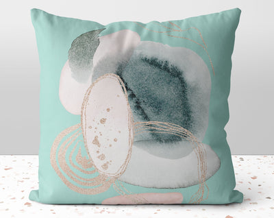 Chic Swirls Glam Seafoam Aqua Green Pillow Throw Cover with Insert - Cush Potato Pillows