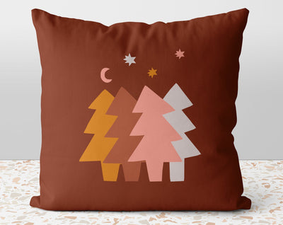 Christmas Boho Trees Happy Holidays Pillow Throw Cover