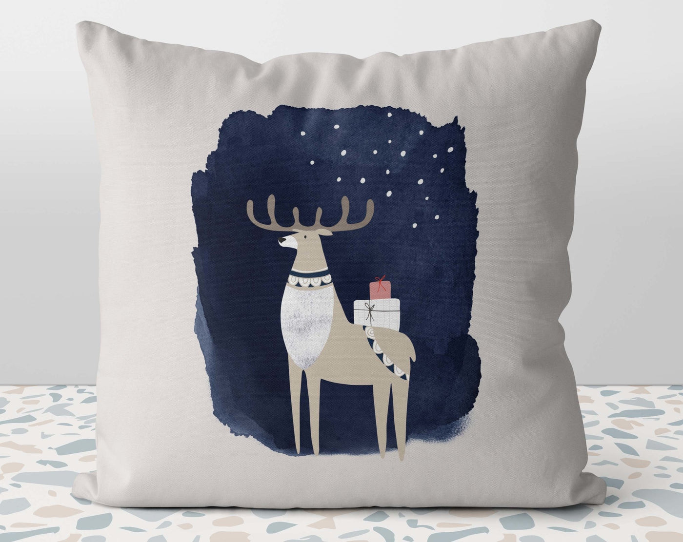 Christmas Festive Reindeer Pillow Throw Cover with Insert - Cush Potato Pillows