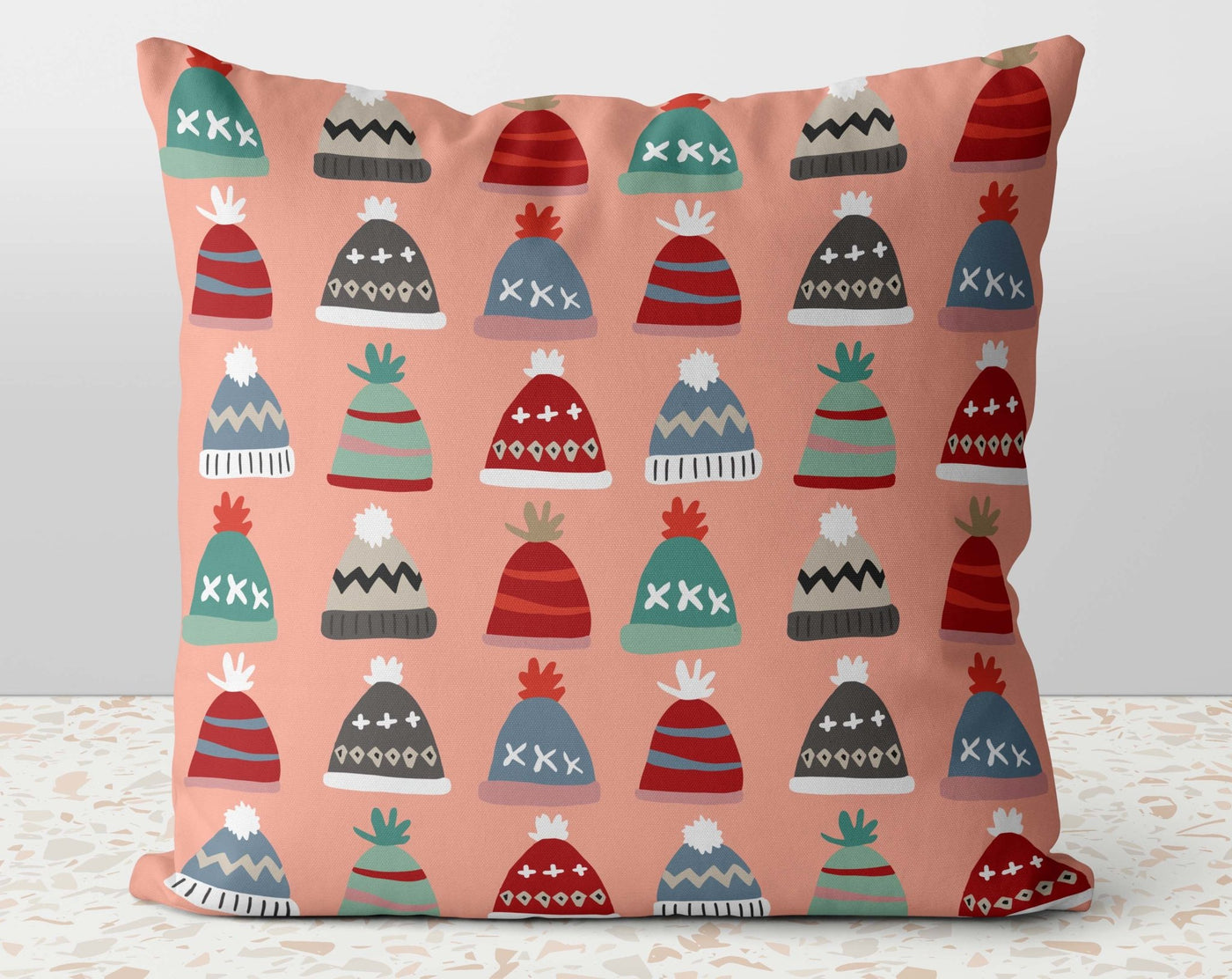Christmas Festive Toques Pillow Throw Cover with Insert - Cush Potato Pillows