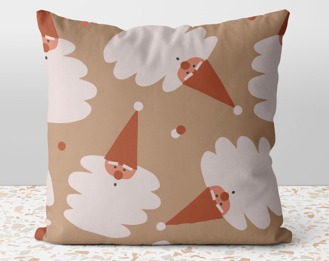 Christmas Santa Claus Beige Pillow Throw Cover with Insert - Cush Potato Pillows