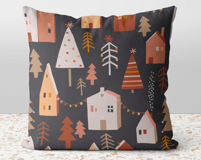Christmas Town Happy Holidays Pillow Throw Cover with Insert - Cush Potato Pillows
