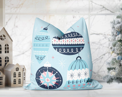 Classical Ornaments Christmas Baby Blue Pillow Throw - Cush Potato Pillows