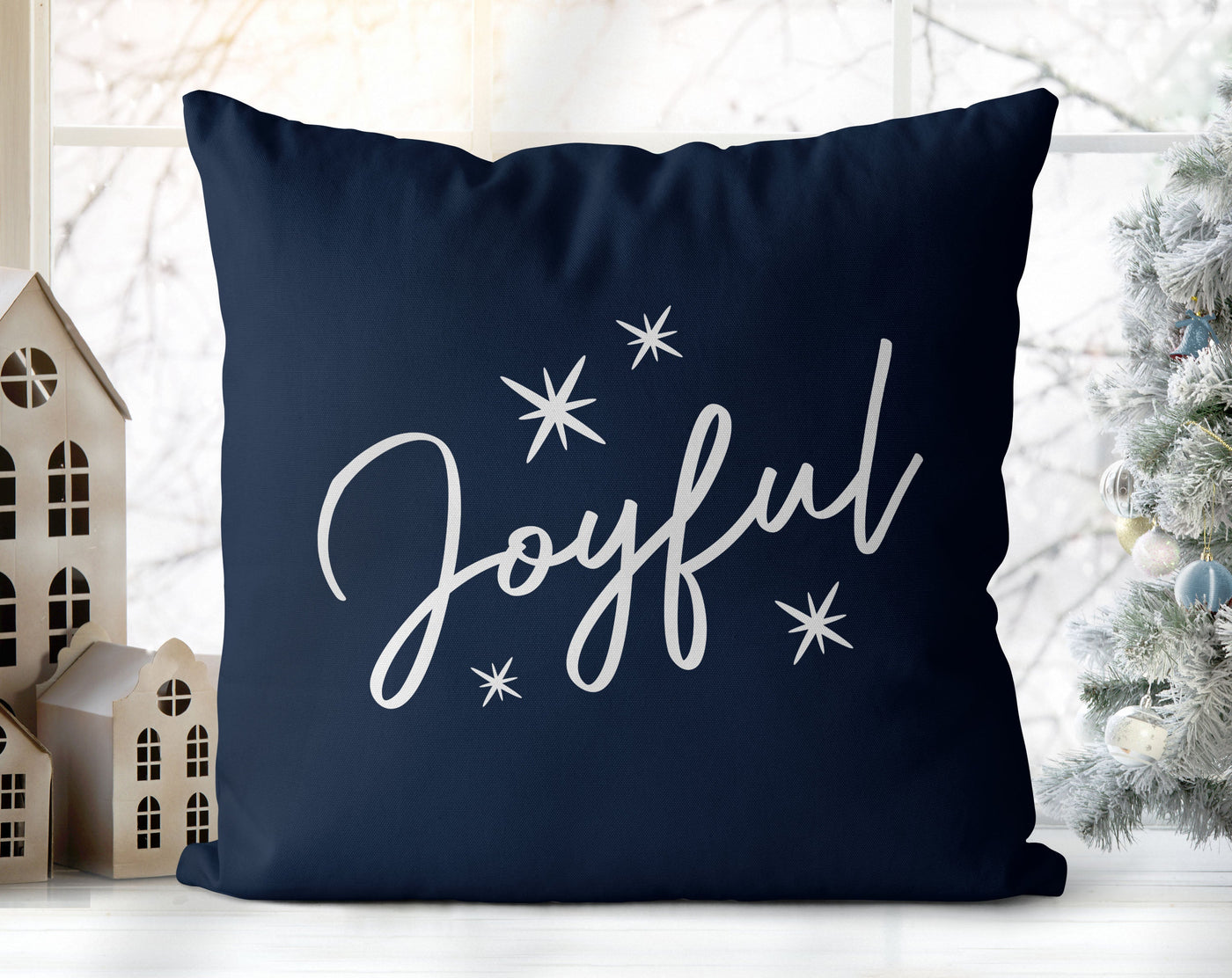Classical Ornaments Christmas Dark Blue Pillow Throw - Cush Potato Pillows