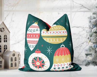 Classical Ornaments Christmas Green and Red Pillow Throw - Cush Potato Pillows