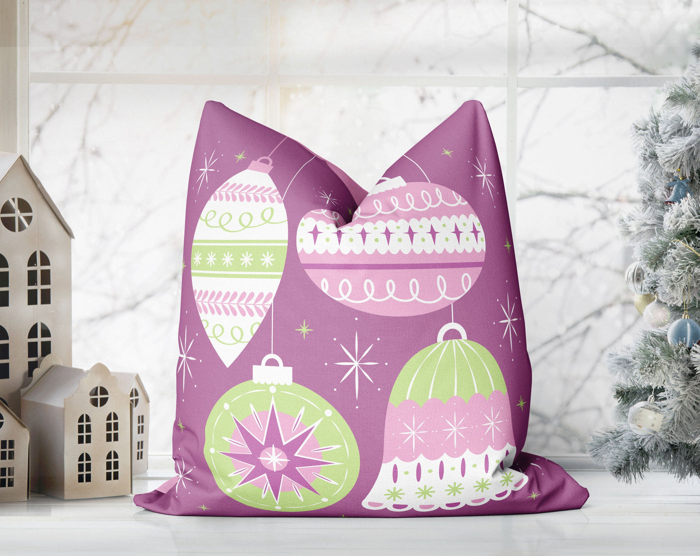 Classical Ornaments Christmas Lavender Purple Pillow Throw - Cush Potato Pillows