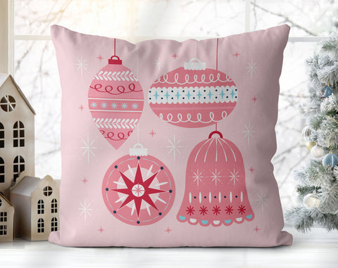 Classical Ornaments Christmas Pink Pillow Throw - Cush Potato Pillows