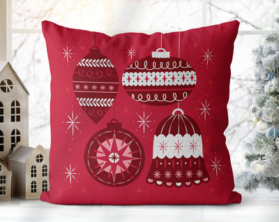 Classical Ornaments Christmas Red Pillow Throw - Cush Potato Pillows