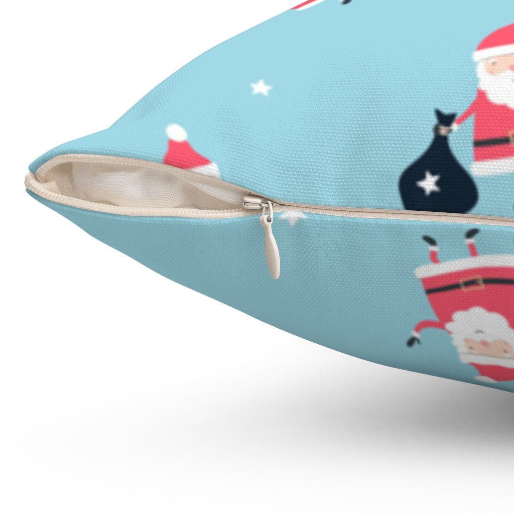 Cute Random Santa Santas Blue Pillow Throw Cover with Insert - Cush Potato Pillows