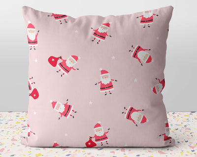 Cute Random Santa Santas Festive Christmas Pink Pillow Throw Cover