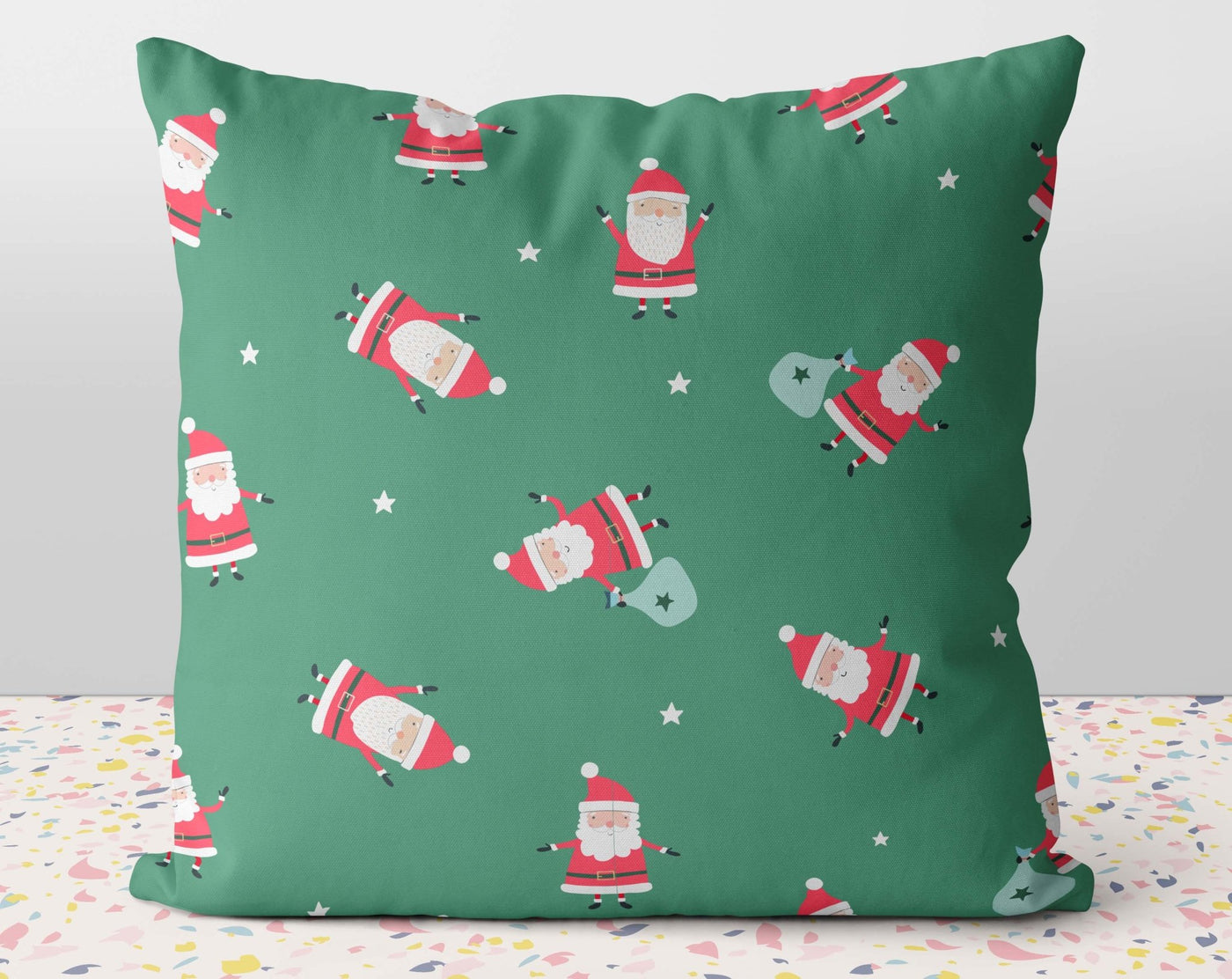 Cute Random Santa Santas Green Pillow Throw Cover