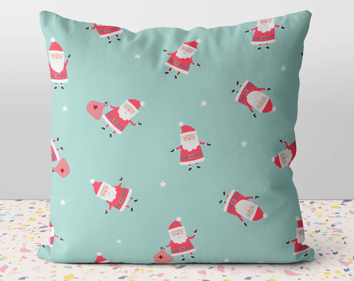 Cute Random Santa Santas Mint Green Pillow Throw Cover