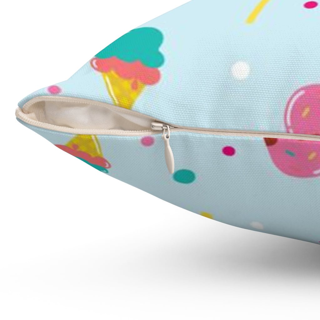 Delicious Popsicles and Ice Cream Blue Pillow Throw Cover