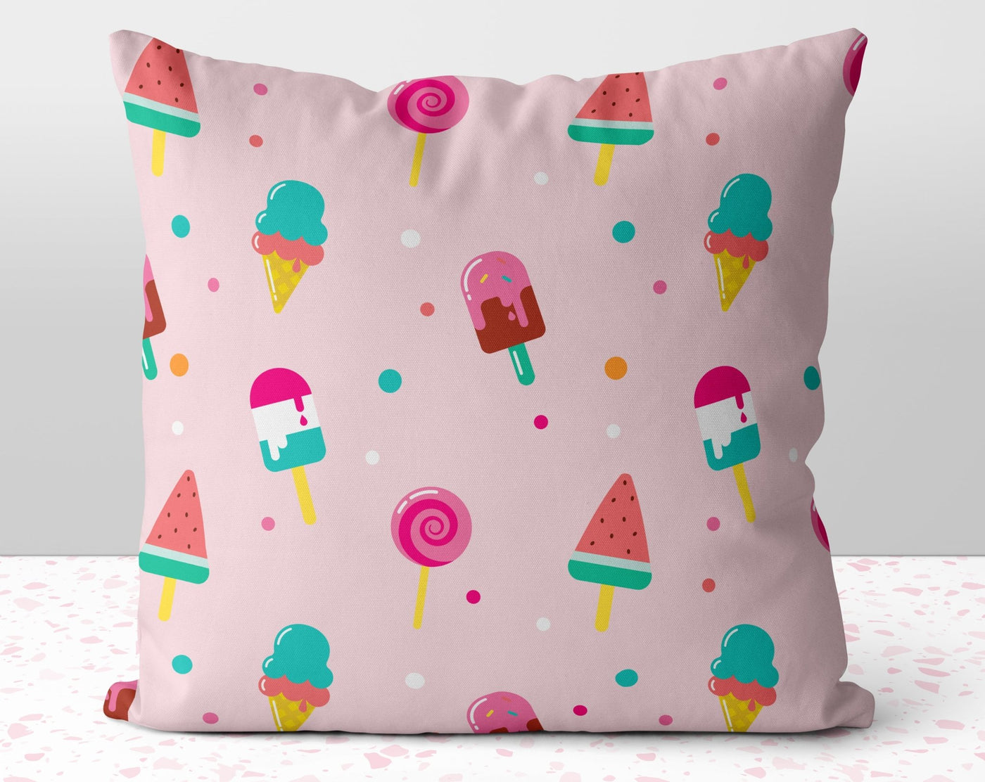 Delicious Popsicles and Ice Cream Pink Pillow Throw Cover
