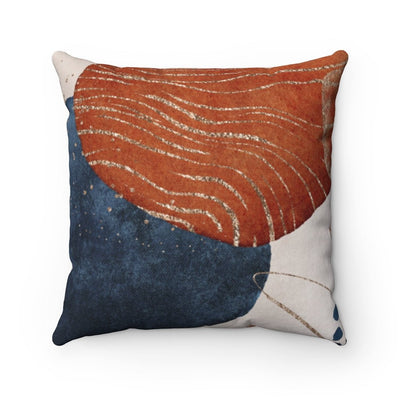 Elegant Glam Pink Orange Blue Square Pillow with Gold Printed Accents Pillow Throw Cover