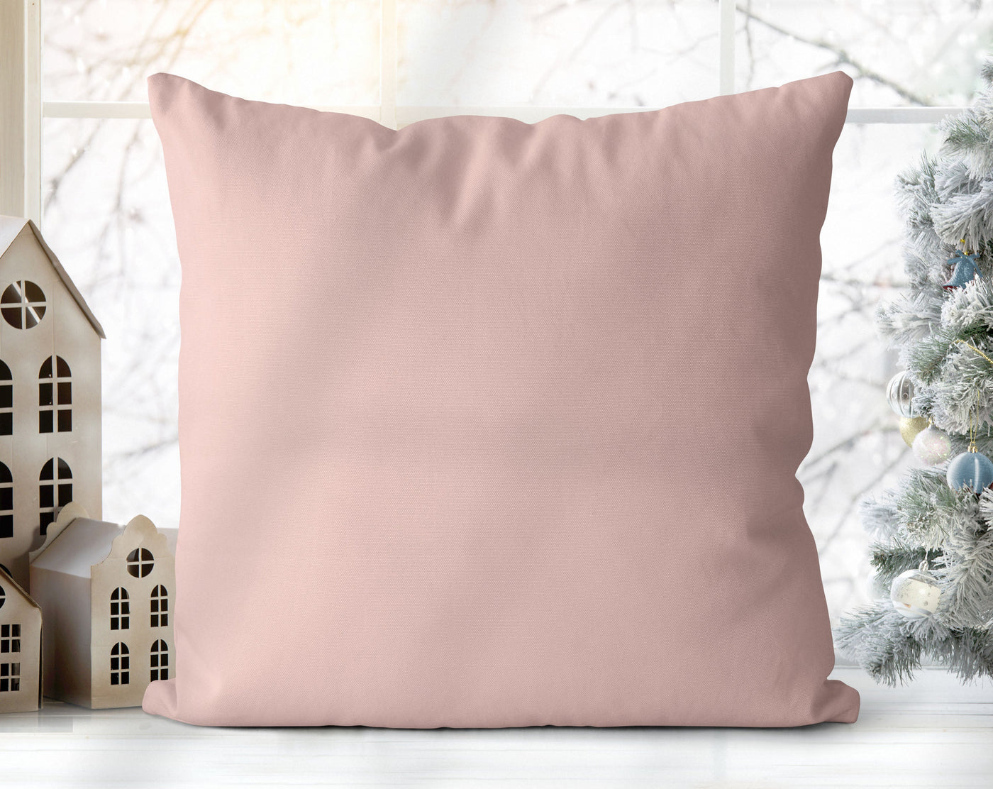 Enchanted Snowflakes Winter Christmas Blush Pink Pillow Throw - Cush Potato Pillows