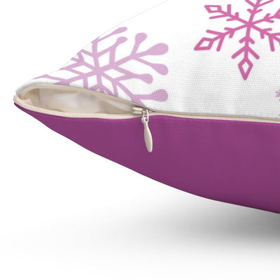 Enchanted Snowflakes Winter Christmas Lavender Purple Pillow Throw - Cush Potato Pillows
