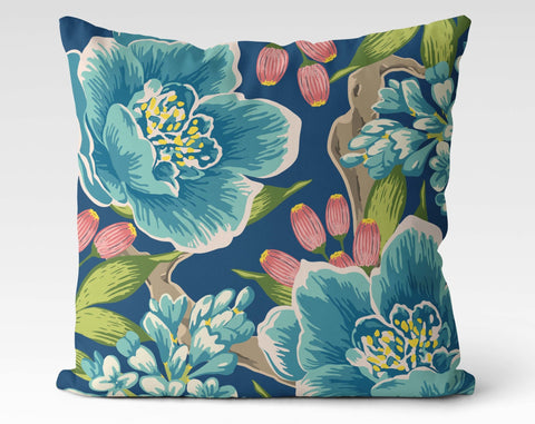 Exclusive Floral Blue Thibaut Inspired Pillow Throw Cover