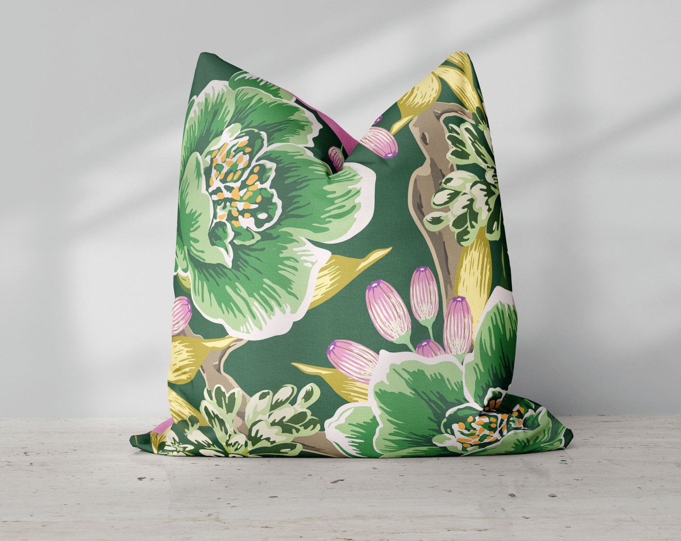 Exclusive Floral Green and Pink Thibaut Inspired Pillow Throw Cover