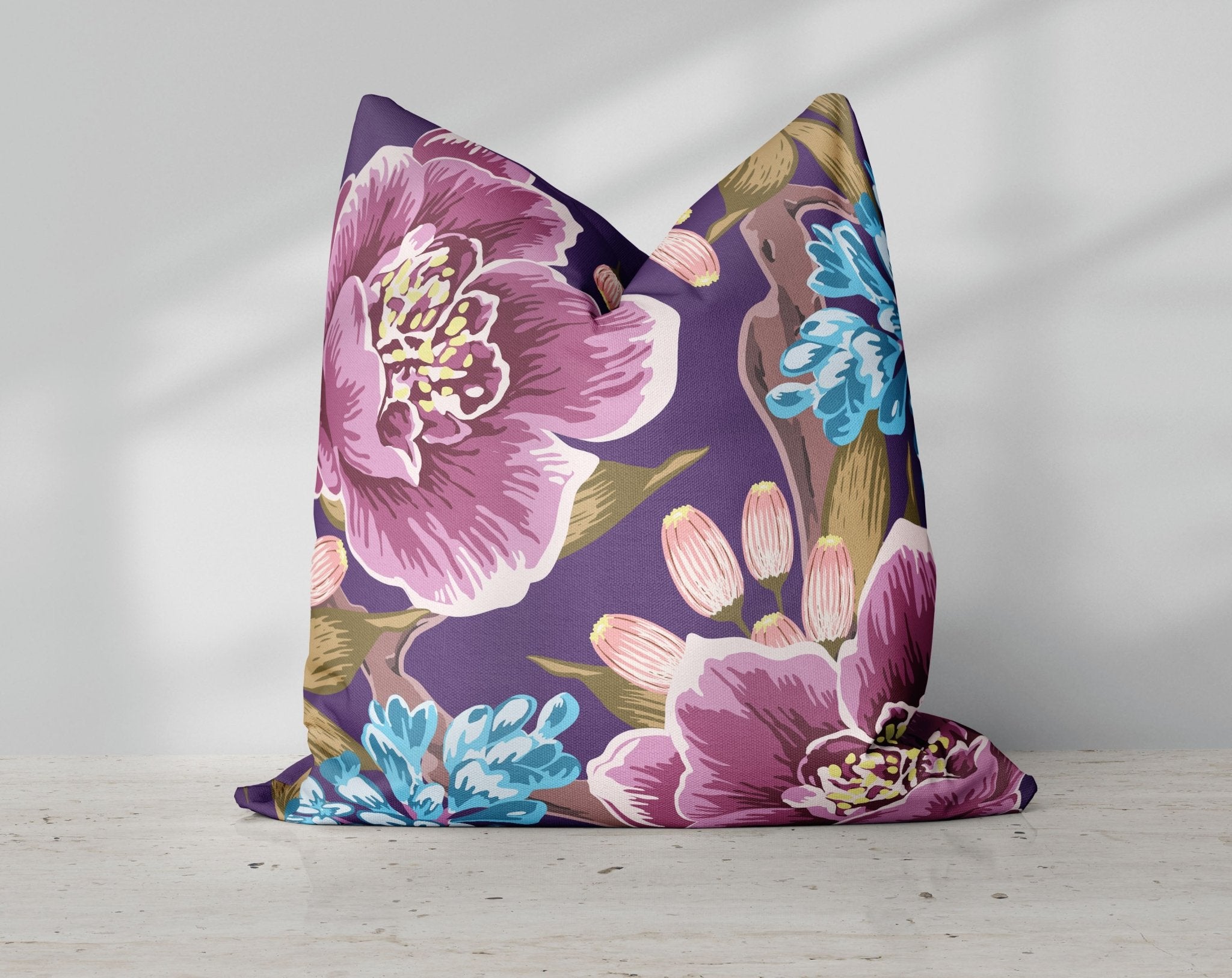 Exclusive Floral Purple Thibaut Inspired Pillow Throw Cover