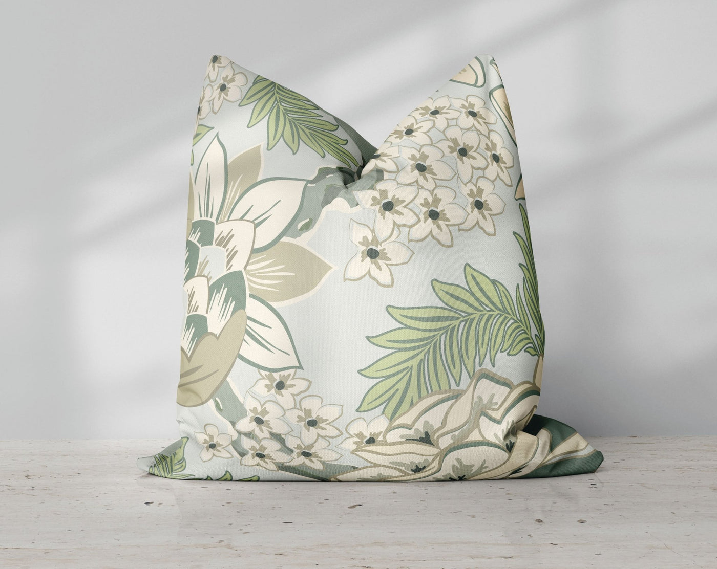 Exclusive Green Thibaut Honshu Robin's Egg Inspired Chinoiserie Pillow Throw Cover with Insert - Cush Potato Pillows