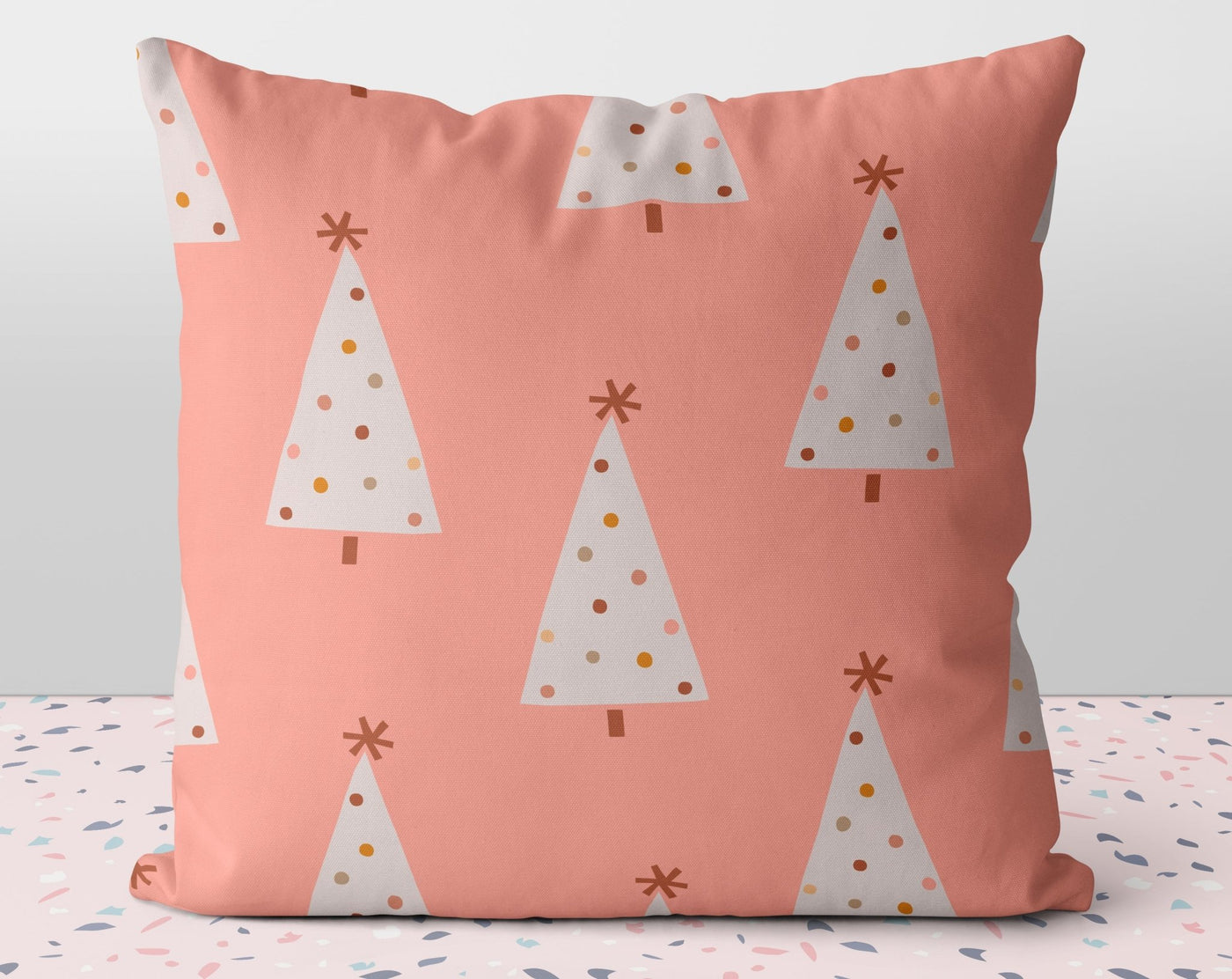 Festive Trees Pink Pillow Throw Cover with Insert - Cush Potato Pillows