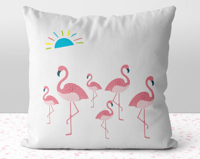 Flamboyance of Flamingos Summer Fun Pillow Throw Cover with Insert - Cush Potato Pillows