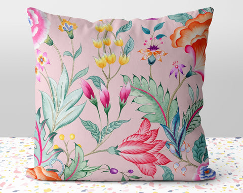 Floral Chintz Pink Pillow Throw Cover with Insert - Cush Potato Pillows