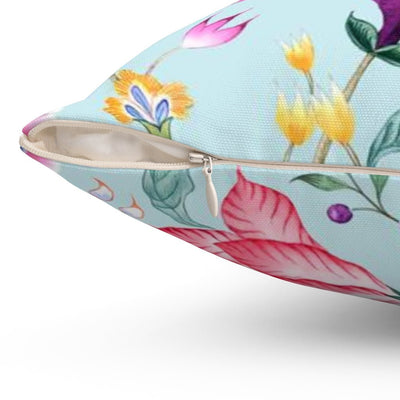 Floral Chintz Sky Blue Pillow Throw Cover with Insert - Cush Potato Pillows