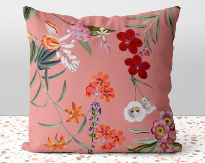 Fresh Floral Flowers on Blush Pillow Throw Cover with Insert - Cush Potato Pillows