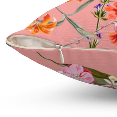 Fresh Floral Flowers on Blush Pillow Throw Cover with Insert - Cush Potato Pillows
