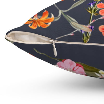 Fresh Floral Flowers on Gray Grey Pillow Throw - Cover Only - NO INSERT - Cush Potato Pillows