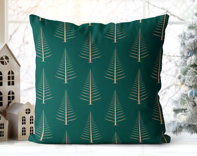 Gentle Winter Christmas Trees Oxford Green Pillow Throw - Cush Potato Pillows