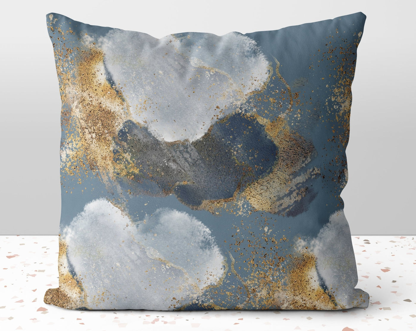 Glam + Chic Gray with Gold Printed Accents Pillow Throw Cover with Insert - Cush Potato Pillows