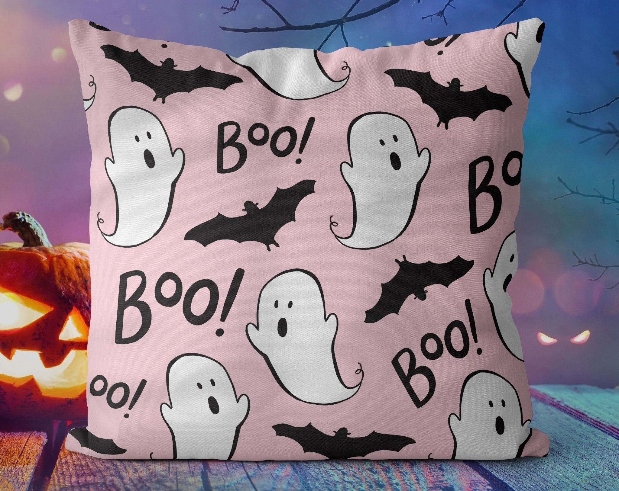 Halloween Pink BOO on buy Black Throw