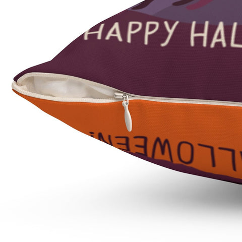 Halloween Ghosts Cat jack o'lantern Purple Magenta Orange Square Pillow Cover Throw with Insert - Cush Potato Pillows