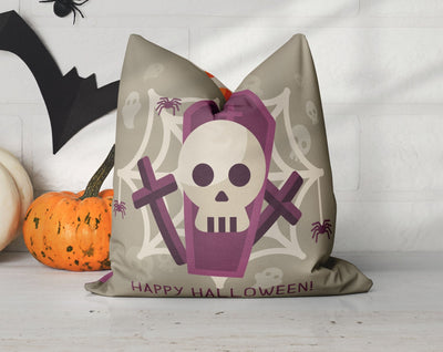 Halloween Skull Cemetery Pillow Throw Cover with Insert - Cush Potato Pillows