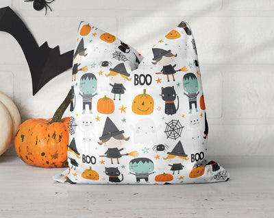 Halloween Witch and Frankenstein Pillow Throw Cover with Insert - Cush Potato Pillows