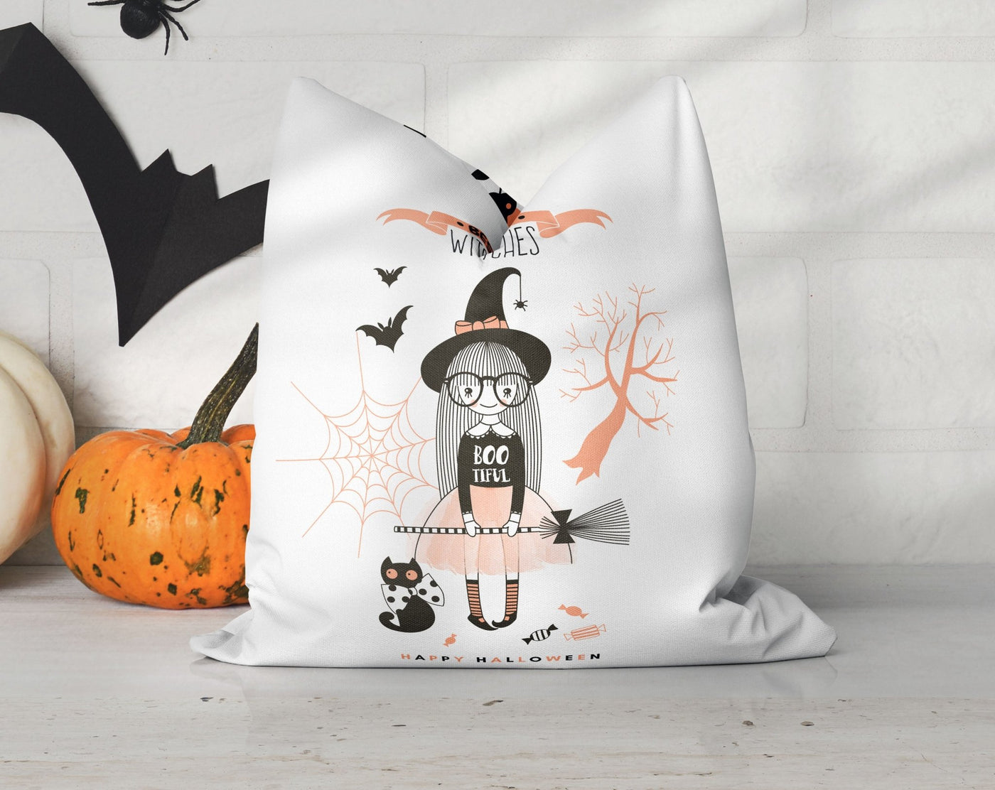Halloween Witch Pillow Throw Cover with Insert - Cush Potato Pillows