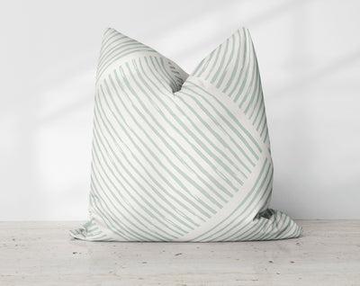 Hatchy Cross Sage Green Decorative Pillow Throw Cover - Cush Potato Pillows