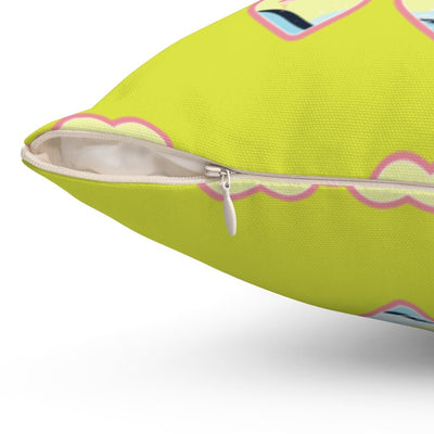 Heart Sunglasses Summer Fun Lemon Lime Square Pillow with Flamingo Popsicle Ocean Accents with Cover Throw with Insert - Cush Potato Pillows