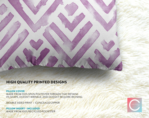 Lavender Purple Villa Watercolor Pillow Throw - Cush Potato Pillows