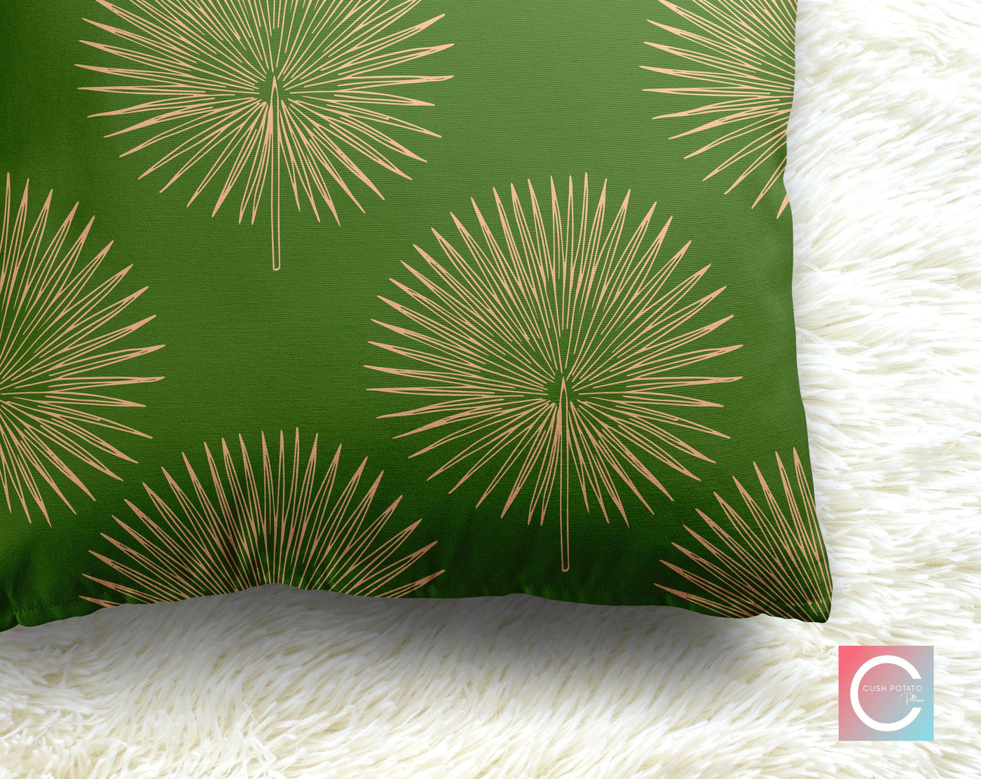 Leafy Palms Olive Green Decorative Pillow Throw Cover - Cush Potato Pillows