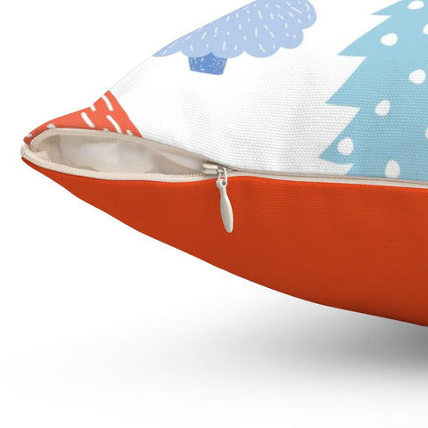 Marvelous Christmas Trees Blue, Orange and White Pillow Throw - Cush Potato Pillows