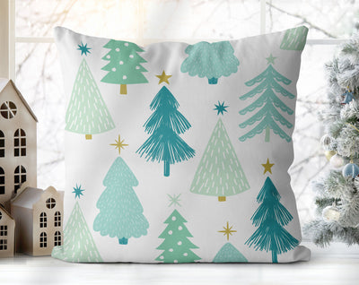 Marvelous Christmas Trees Green and White Pillow Throw - Cush Potato Pillows