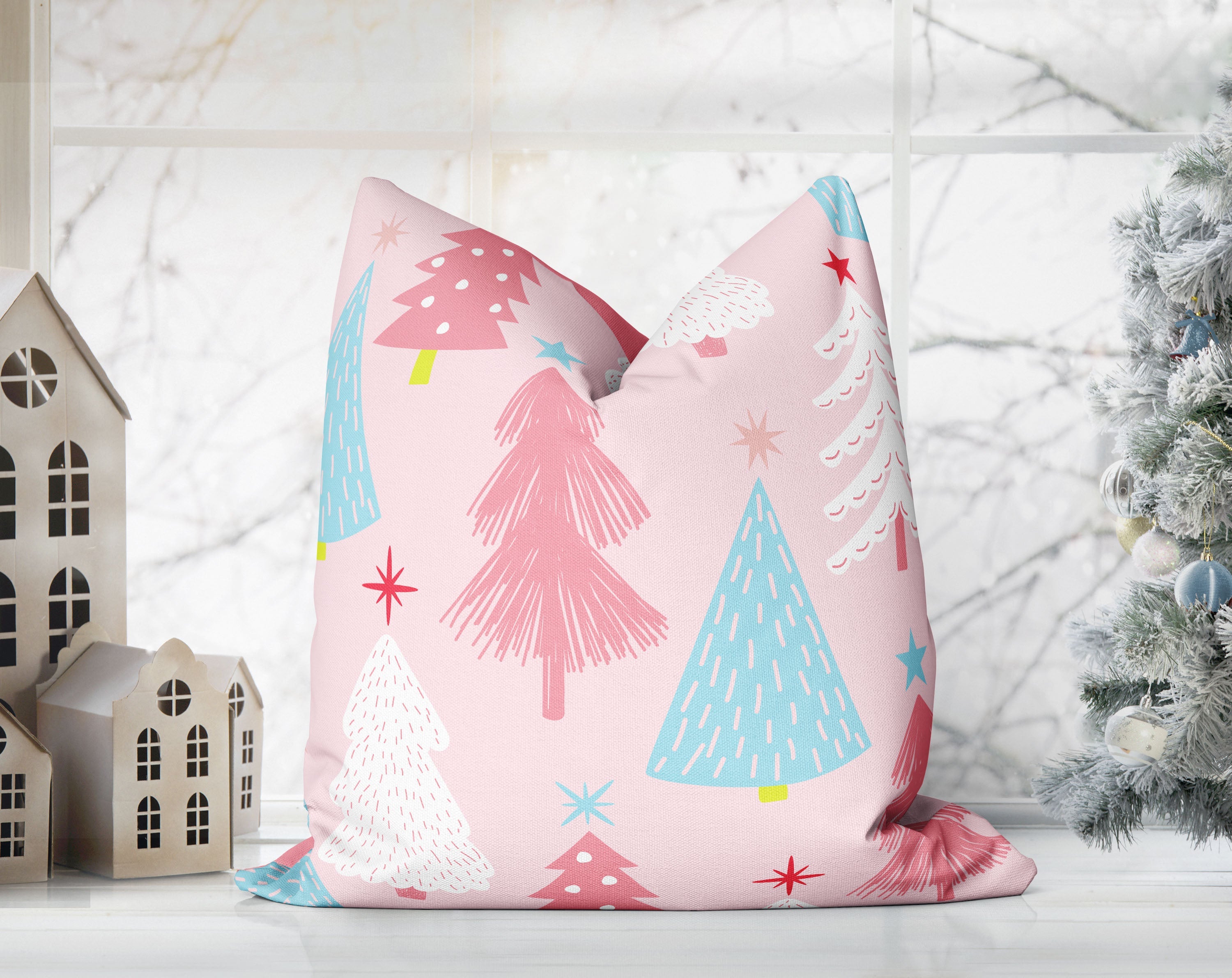 Pink christmas pillow covers hotsell