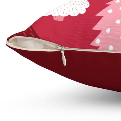 Marvelous Christmas Trees Red, Pink and White Pillow Throw - Cush Potato Pillows