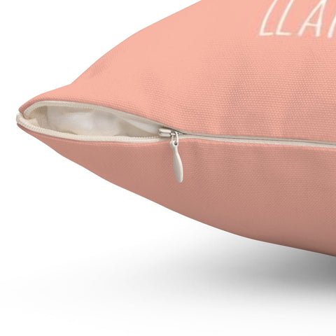 No Drama Llama Peach Pink Square Pillow Cover Throw - Cush Potato Pillows